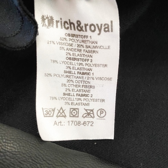 RICH & ROYAL BLACK FAUX LEATHER PANEL HALF RAGLAN SLEEVES MINI DRESS - M - Picture 10 of 10